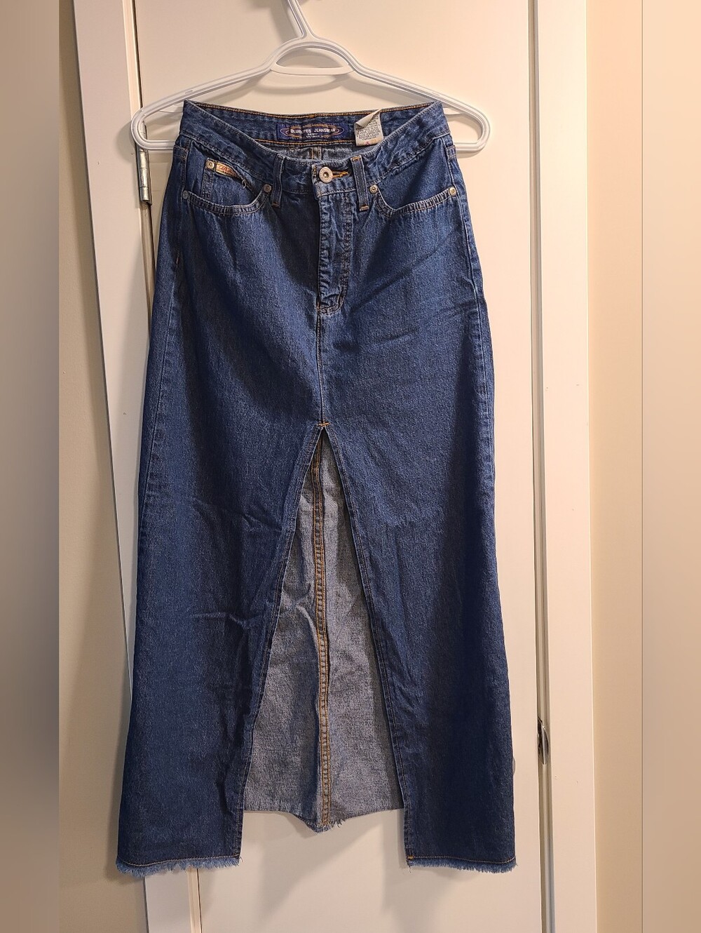 Vtg Y2K Bluenotes Denim Maxi Skirt with Front Slit – Contrast Stitch 💙